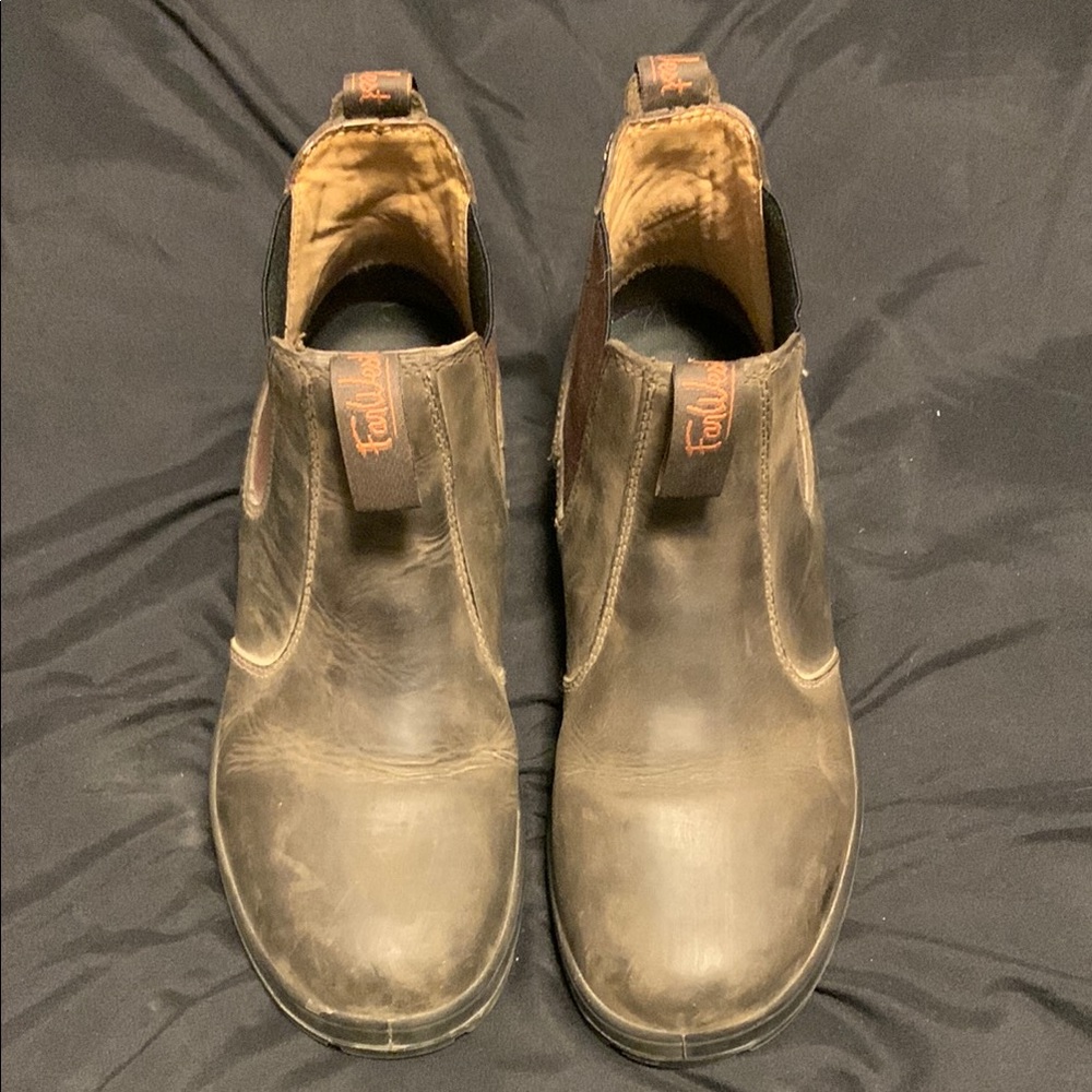 Brown Casual Leather Boots with Elastic Panels